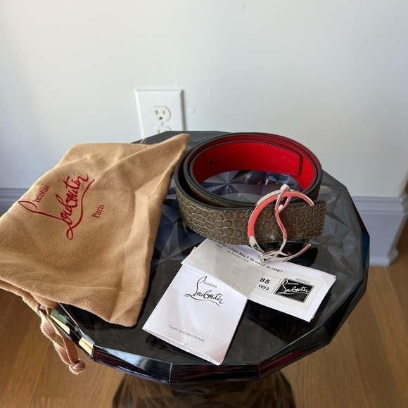 CHRISTIAN LOUBOUTIN Reversible Logo Croc-Embossed Leather Belt - Picture 4 of 10